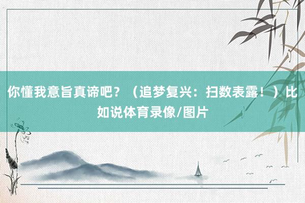 你懂我意旨真谛吧？（追梦复兴：扫数表露！）比如说体育录像/图片