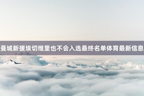 曼城新援埃切维里也不会入选最终名单体育最新信息
