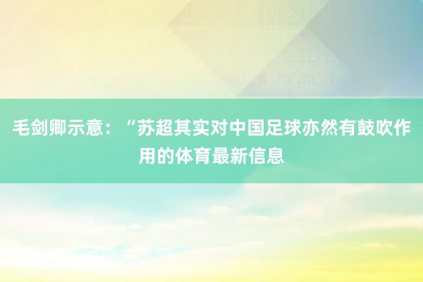 毛剑卿示意:“苏超其实对中国足球亦然有鼓吹作用的体育最新信息