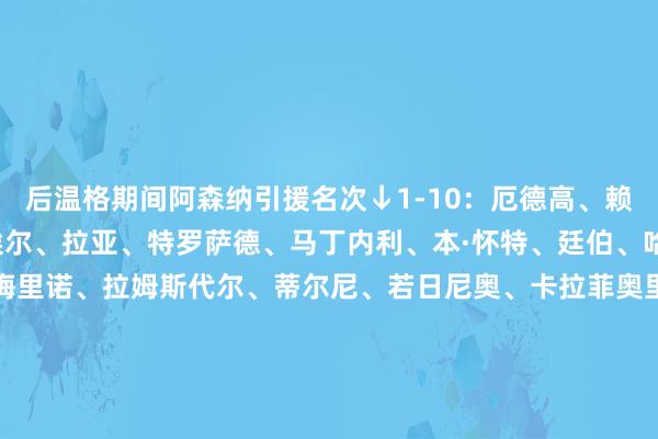 后温格期间阿森纳引援名次↓1-10：厄德高、赖斯、萨利巴、加布里埃尔、拉亚、特罗萨德、马丁内利、本·怀特、廷伯、哈弗茨11-20：热苏斯、梅里诺、拉姆斯代尔、蒂尔尼、若日尼奥、卡拉菲奥里、苏维门迪、托马斯、津琴科、基维奥尔21-30：富安健洋、莱诺、大卫·路易斯、莫斯克拉、塞巴略斯、埃泽、贡多皆、托雷拉、因卡皮耶、马杜埃凯31-40：帕帕斯塔索普洛斯、约克雷斯、马里、特纳、诺尔高、塔瓦雷斯、凯帕、塞德里克、马尔基尼奥斯、瑞安41-49：洛孔加、内托、斯特林、法比奥·维埃拉、利希施泰纳、丹尼斯·苏亚雷斯、佩佩、鲁纳尔松、威廉    体育最新信息
