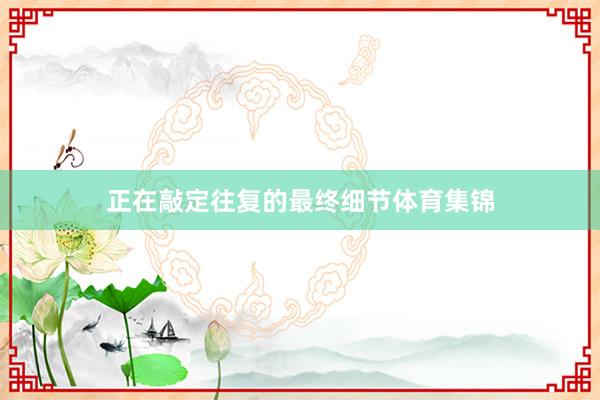 正在敲定往复的最终细节体育集锦