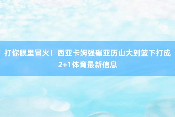 打你眼里冒火！西亚卡姆强碾亚历山大到篮下打成2+1体育最新信息