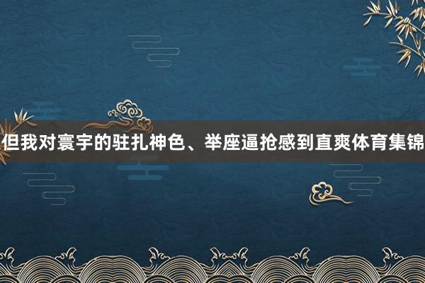 但我对寰宇的驻扎神色、举座逼抢感到直爽体育集锦