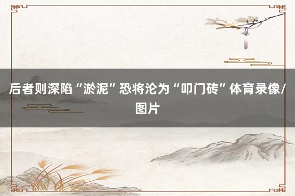后者则深陷“淤泥”恐将沦为“叩门砖”体育录像/图片