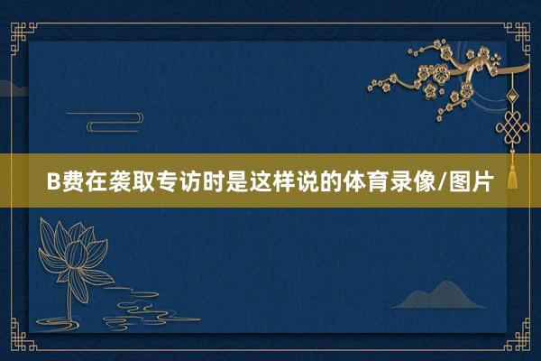 B费在袭取专访时是这样说的体育录像/图片
