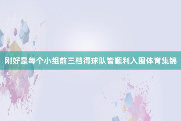 刚好是每个小组前三档得球队皆顺利入围体育集锦